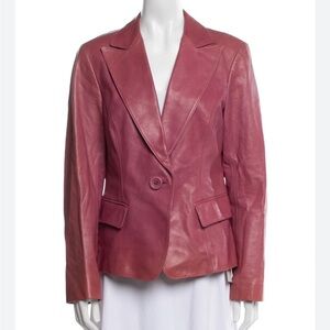 LAFAYETTE 148 Blush mauve pink 100% leather Blazer Jacket